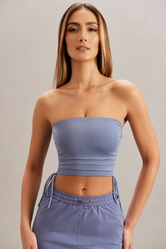 alisa dantelli bandeau kısa üst Oh Polly kadınlar 8046V606 Toplamak mavi - Görsel 6