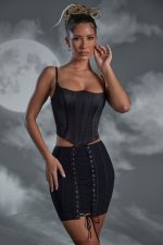 asra bağcıklı mini etek Oh Polly kadınlar 8046V810 etekler siyah - Görsel 5