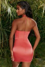 bu karmaşık saten korse mini elbise Oh Polly kadınlar 8046V493 elbiseler pembe - Görsel 2