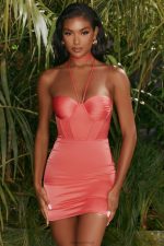 bu karmaşık saten korse mini elbise Oh Polly kadınlar 8046V493 elbiseler pembe - Görsel 7