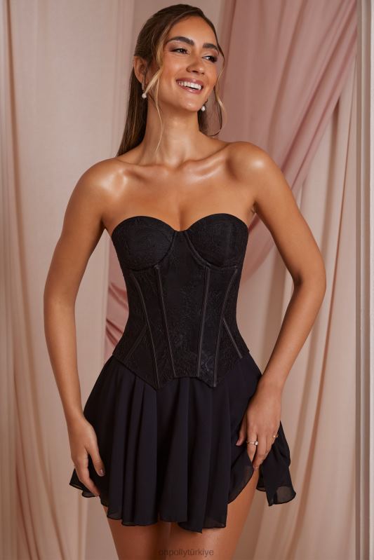 chloe straplez dantel korse mini elbise Oh Polly kadınlar 8046V253 elbiseler siyah - Görsel 6
