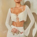 çokan uzun kollu transparan dantelli bralet Oh Polly kadınlar 8046V725 Toplamak taş