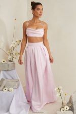 edyta pilili ağır saten maxi etek Oh Polly kadınlar 8046V746 etekler pembe