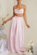 edyta pilili ağır saten maxi etek Oh Polly kadınlar 8046V746 etekler pembe - Görsel 4