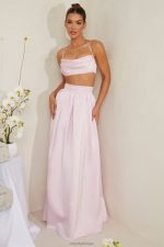 edyta pilili ağır saten maxi etek Oh Polly kadınlar 8046V746 etekler pembe - Görsel 7