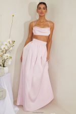 edyta pilili ağır saten maxi etek Oh Polly kadınlar 8046V746 etekler pembe - Görsel 8