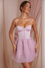 floriane tül etek korse mini elbise Oh Polly kadınlar 8046V263 elbiseler tozlu pembe - Görsel 6