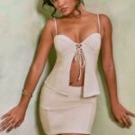 galina orta belli keten mini etek Oh Polly kadınlar 8046V740 etekler beyaz