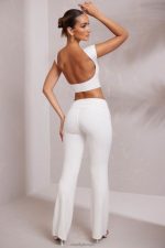 hollis orta bel düz paça pantolon Oh Polly kadınlar 8046V747 dipler beyaz - Görsel 3