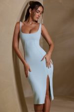 keyana kare yaka bodycon midi elbise Oh Polly kadınlar 8046V203 elbiseler nane - Görsel 6