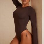 lutana bisiklet yaka uzun kollu body Oh Polly kadınlar 8046V716 Toplamak çikolata