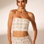 maia el süslemeli bandeau korse kısa üst Oh Polly kadınlar 8046V599 Toplamak fildişi
