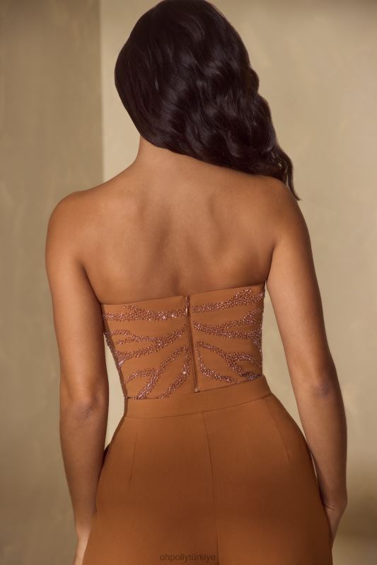 mina işlemeli bandeau korse üst Oh Polly kadınlar 8046V602 Toplamak karamel - Görsel 2