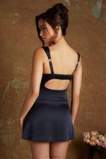 Papatya bağcıklı korse mini elbise Oh Polly kadınlar 8046V159 elbiseler siyah - Görsel 2