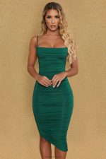 sen benim tipimsin dekolteli dantelli bodycon midi elbise Oh Polly kadınlar 8046V333 elbiseler yeşil