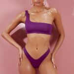 tek omuzlu bikini üstünü öp ve söyle Oh Polly kadınlar 8046V917 mayo mor