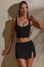 tula orta belli bodycon ultra mini etek bölünmüş Oh Polly kadınlar 8046V745 etekler siyah